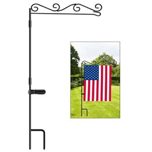 HOOSUN Garden Flag Stand, Premium Garden Flag Pole Holder Black Metal Powder-Coated Weather-Proof Paint, 37.8"H x 15.5"W for Outdoor Garden Lawn Without Flag