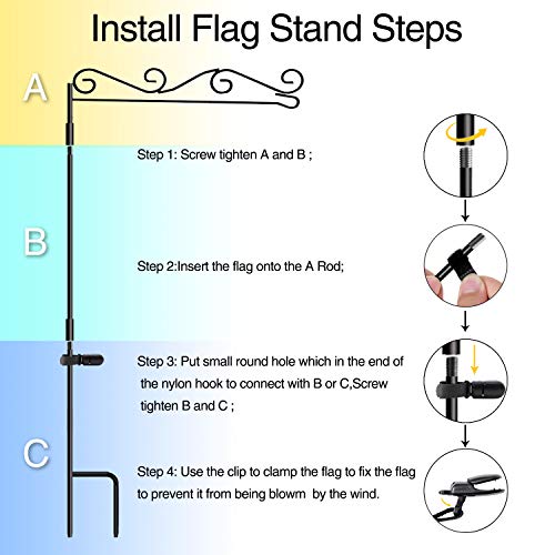 HOOSUN Garden Flag Stand, Premium Garden Flag Pole Holder Black Metal Powder-Coated Weather-Proof Paint, 37.8"H x 15.5"W for Outdoor Garden Lawn Without Flag