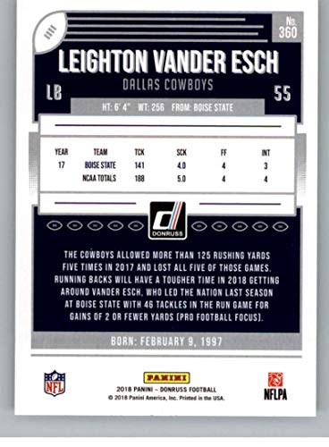 2018 Donruss Football #360 Leighton Vander Esch RC Rookie Card Dallas Cowboys Rookie Official NFL Trading Card