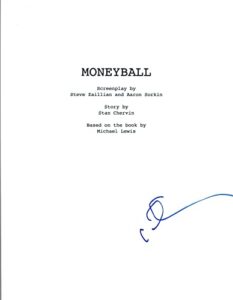 michael lewis signed autographed moneyball movie script coa vd