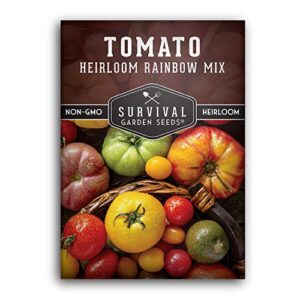 survival garden seeds – heirloom rainbow mix tomato seed for planting – packet with instructions to plant and grow in your home vegetable garden – non-gmo heirloom variety