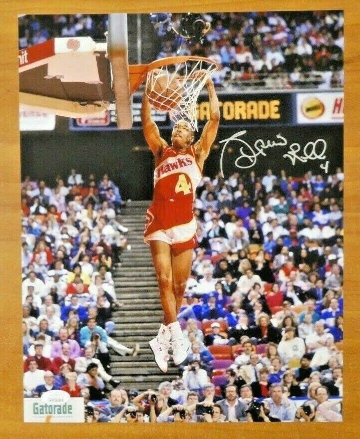 Spud Webb Signed 11x14 Dunking Photo with JSA Sticker No Card