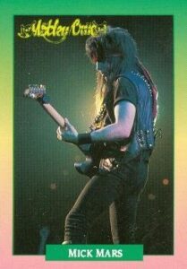 mick mars trading card (motley crew guitar hero) 1991 brockum rock music #91
