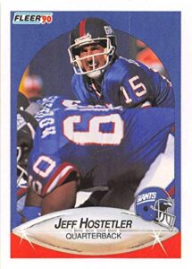 1990 fleer football #67 jeff hostetler rc rookie card new york giants official nfl trading card from fleer