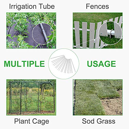 GROWNEER 50 Packs 12 Inches Heavy Duty 11 Gauge Galvanized Steel Garden Stakes U-Shaped Staples Securing Pegs for Securing Weed Fabric Landscape Fabric Netting Ground Sheets and Fleece