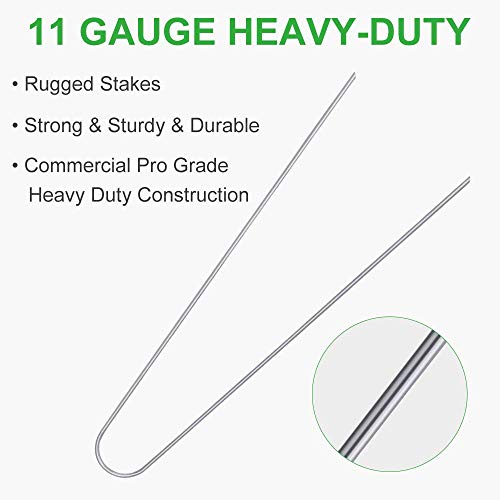 GROWNEER 50 Packs 12 Inches Heavy Duty 11 Gauge Galvanized Steel Garden Stakes U-Shaped Staples Securing Pegs for Securing Weed Fabric Landscape Fabric Netting Ground Sheets and Fleece