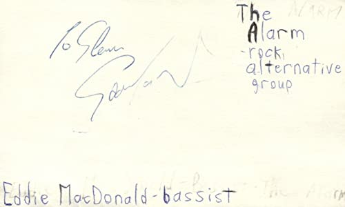 Eddie MacDonald Bassist The Alarm Rock Band Music Signed Index Card JSA COA