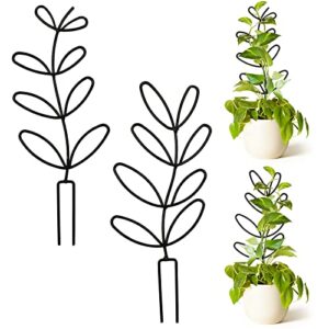 garden trellis for climbing plant iron pot trellis leaf shape 2 packs 12’’ black coated wire indoor houseplant home plant tool plant lover gifts ideas