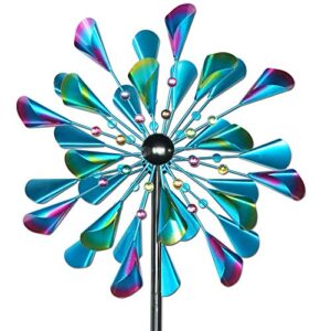 decoroca kinetic wind spinners outdoor metal – 72 inches wind catchers spinner for outdoor yard patio lawn garden decorations, double windmill sculptures with stable metal stake