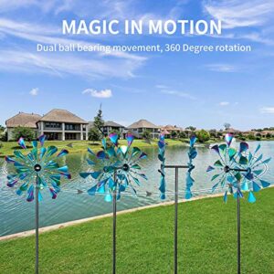 DECOROCA Kinetic Wind Spinners Outdoor Metal - 72 Inches Wind Catchers Spinner for Outdoor Yard Patio Lawn Garden Decorations, Double Windmill Sculptures with Stable Metal Stake