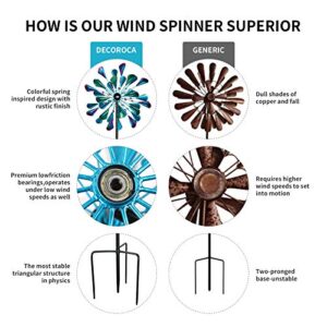 DECOROCA Kinetic Wind Spinners Outdoor Metal - 72 Inches Wind Catchers Spinner for Outdoor Yard Patio Lawn Garden Decorations, Double Windmill Sculptures with Stable Metal Stake