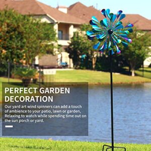 DECOROCA Kinetic Wind Spinners Outdoor Metal - 72 Inches Wind Catchers Spinner for Outdoor Yard Patio Lawn Garden Decorations, Double Windmill Sculptures with Stable Metal Stake