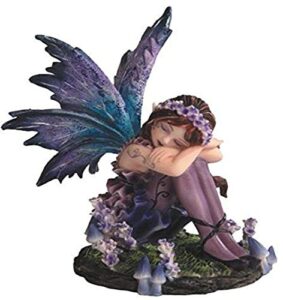 stealstreet ss-g-91587 young blue and purple fairy sleeping in garden figurine, small