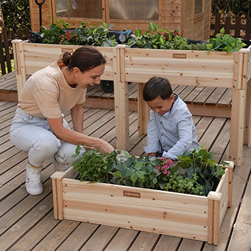 Agitree Rised Garden Bed with Detachable Leg,35 * 19 * 31in,1-Piece Spliceable Elevated Wood Planter Box,Raised Garden beds Outdoor for Vegetables, Flowers, Grass, Lawn, Yard.…