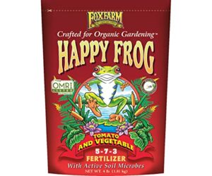 foxfarm happy frog garden tomato and vegetable soil dry plant fertilizer mix for outdoor organic plant and garden care, 4 pound bag (fx14690)