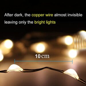 AMIR Upgraded Solar String Lights Outdoor, Mini 33Feet 100 LED Copper Wire Lights, Solar Powered Fairy Lights, Waterproof Solar Decoration Lights for Garden Yard Party Wedding Christmas (Warm White)