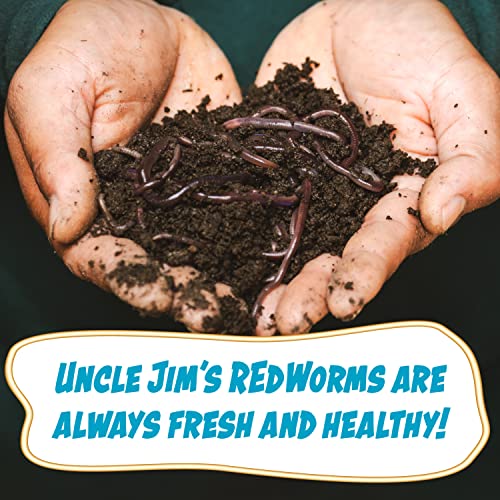 Uncle Jim's Worm Farm Red Wiggler Live Composting Worms Mix for Garden Soil or Fishing | Starter Pack of Compost Worms Improves Soil Structure and Quality for Healthier Gardens | 100 Count