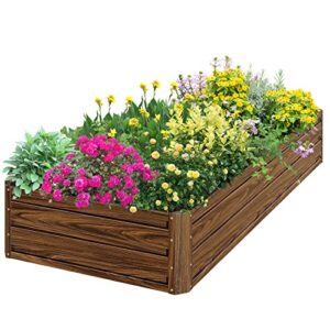 snugniture galvanized raised garden bed 8x4x1ft outdoor large metal planter box steel kit for vegetables, flowers, herbs, and succulents