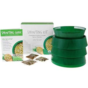 handy pantry complete sprouting kit | “sprout garden” 3 tray sprouter, sg.52 | bpa free stackable sprouting system | includes printed instructions & organic sprouting seeds