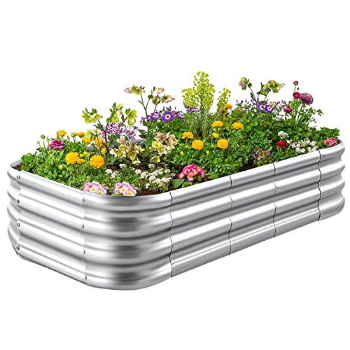 Crirax Galvanized Raised Garden Beds Outdoor for Vegetables,Planters for Outdoor Plants,DIY 12-in-1 Large Metal Garden Bed Planter Boxes Outdoor 1 Set for 12 Shapes Size Garden Planters