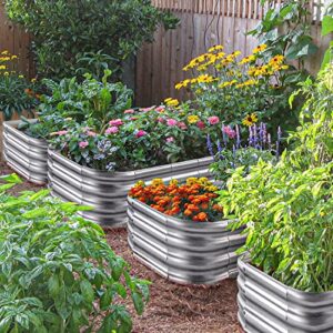 Crirax Galvanized Raised Garden Beds Outdoor for Vegetables,Planters for Outdoor Plants,DIY 12-in-1 Large Metal Garden Bed Planter Boxes Outdoor 1 Set for 12 Shapes Size Garden Planters