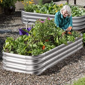 Crirax Galvanized Raised Garden Beds Outdoor for Vegetables,Planters for Outdoor Plants,DIY 12-in-1 Large Metal Garden Bed Planter Boxes Outdoor 1 Set for 12 Shapes Size Garden Planters