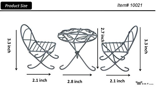 G & F Products MiniGardenn 10021 Fairy Garden Miniature Mini Dollhouse Bistro Set, Rustic