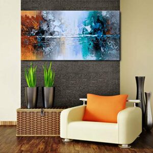 Hand Painted Oil Painting on Canvas Lake Landscape Wall Art Modern Abstract Home Decor