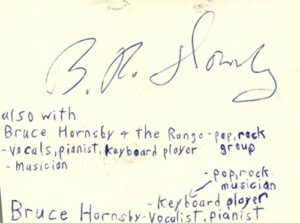 bruce hornsby vocalist pianist keyboard pop rock music signed index card jsa coa