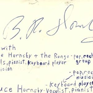 Bruce Hornsby Vocalist Pianist Keyboard Pop Rock Music Signed Index Card JSA COA