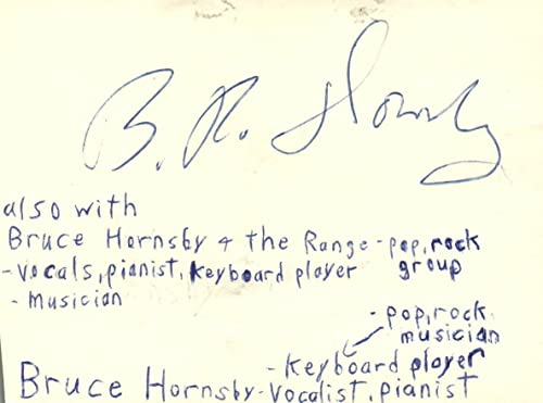 Bruce Hornsby Vocalist Pianist Keyboard Pop Rock Music Signed Index Card JSA COA