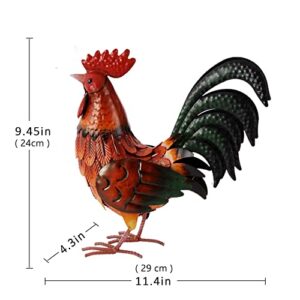 Shorayn Metal Rooster Decor Garden Statue Outdoor Chicken Sculpture Yard Art Kitchen Decor