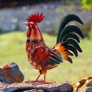 Shorayn Metal Rooster Decor Garden Statue Outdoor Chicken Sculpture Yard Art Kitchen Decor