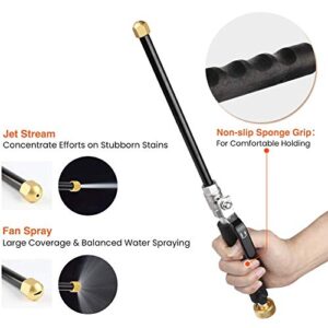 Hydro Jet High Pressure Power Washer Wand - Portable High Pressure Water Gun 2 Nozzles, Power Pressure Washer Hose Nozzle Attachment for Garden Hose, Pressure Washer Wand for Garden or Car Washing