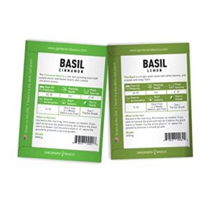 Basil Seeds for Planting Home Garden Herbs - 5 Variety Herb Pack Thai, Lemon, Cinnamon, Sweet and Dark Opal Basil Seeds Herb Seeds for Indoors, Outdoors, Hydroponics & Aquaponic by Gardeners Basics