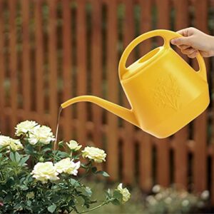 Fasmov 1-Gallon Plastic Watering Can with Comfortable Handle, Garden Watering Cans Long Spout for Indoor Outdoor Watering Plants, Yellow