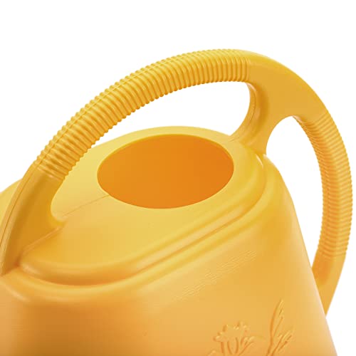 Fasmov 1-Gallon Plastic Watering Can with Comfortable Handle, Garden Watering Cans Long Spout for Indoor Outdoor Watering Plants, Yellow