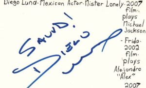 diego luna mexican actor frida tv movie autographed signed index card jsa coa
