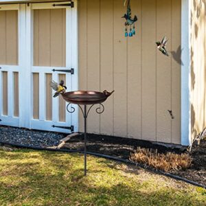 DREAMSOUL Outdoor Garden Bird Bath Metal Bird Baths Cast Iron Birdbath with Metal Stake Tall Bird Bath for Yard Garden Decor（Dia - 10inch）