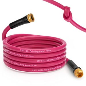 WELLUCK 25 FT RV Water Hose - Food Grade Drinking Water Hose- Phthalate, BPA Free Hose - Anti Kink and Flexible Garden Hose for RV Camper and Marine Use- Purple, 5/8inch Diameter