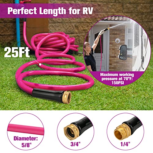 WELLUCK 25 FT RV Water Hose - Food Grade Drinking Water Hose- Phthalate, BPA Free Hose - Anti Kink and Flexible Garden Hose for RV Camper and Marine Use- Purple, 5/8inch Diameter