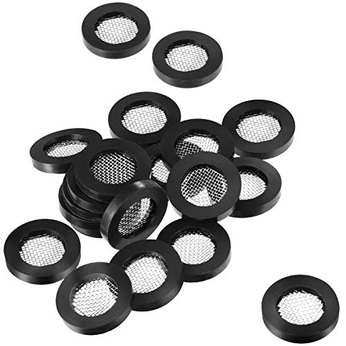 20 Pieces Screen Hose Washer Filter Pressure Shower Head Washer Gasket Stainless Steel Seal O Ring Hose Net Shower Head Washer with 40 Mesh for 1/2 Inch Water Faucet Shower Garden Hose Connector