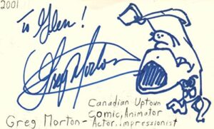 greg morton comic book artist cartoonist autographed signed index card jsa coa