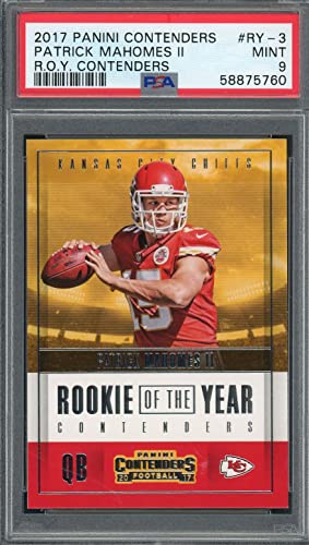 Patrick Mahomes 2017 Panini Contenders Football Rookie Card #RY-3 Graded PSA 9