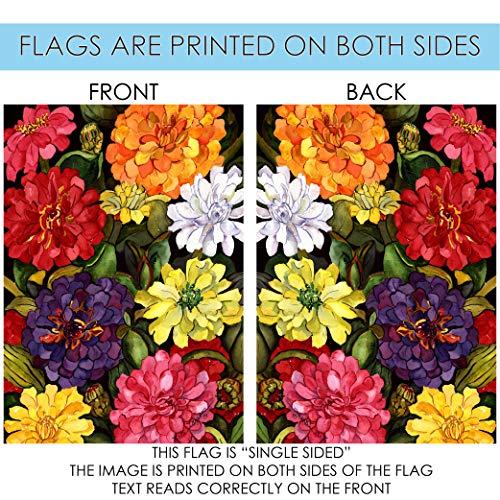 Toland Home Garden 102064 Zippy Zinnias Spring Flag 28x40 Inch Double Sided Spring Garden Flag for Outdoor House summer Flag Yard Decoration