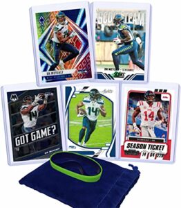 dk metcalf football cards (5) assorted bundle – seattle seahawks trading card gift set