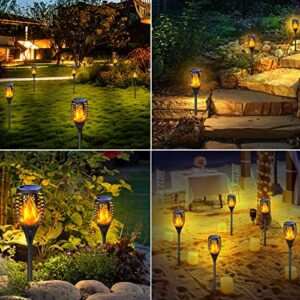 Solar Lights Outdoor, Solar Torch Light with Flickering Flame Waterproof Solar Flame Light Landscape Decoration Outdoor Powered Lights for Yard, Patio, Garden, Porch (Black 8 Pack)