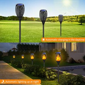 Solar Lights Outdoor, Solar Torch Light with Flickering Flame Waterproof Solar Flame Light Landscape Decoration Outdoor Powered Lights for Yard, Patio, Garden, Porch (Black 8 Pack)