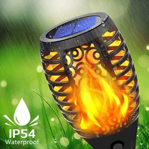 Solar Lights Outdoor, Solar Torch Light with Flickering Flame Waterproof Solar Flame Light Landscape Decoration Outdoor Powered Lights for Yard, Patio, Garden, Porch (Black 8 Pack)