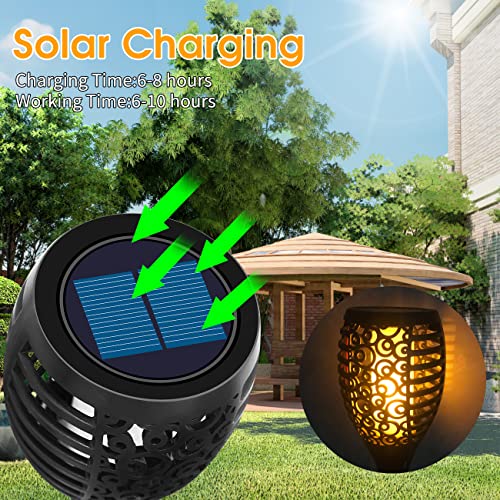 Solar Lights Outdoor, Solar Torch Light with Flickering Flame Waterproof Solar Flame Light Landscape Decoration Outdoor Powered Lights for Yard, Patio, Garden, Porch (Black 8 Pack)